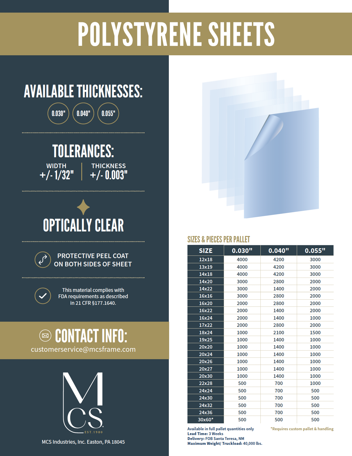 Optical Quality Styrene Sheets 4 Sheet Pack 12x16